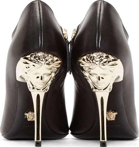 versace medusa stiletto booties|Versace Medusa detail round heels.